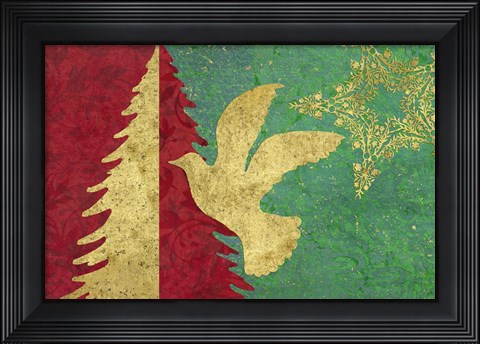 Framed Xmas Tree and Dove Print