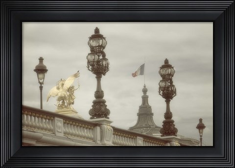 Framed Art Nouveau Lamps Posts on Pont Alexandre III - III Print
