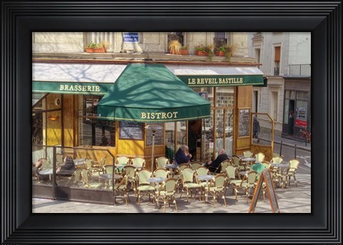 Framed Bistro and Brasserie Le Reveil Bastille Print