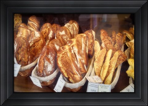 Framed Bread in a Bakery Window Print