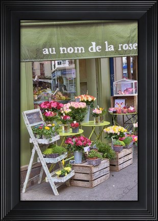 Framed Flower Shop In Paris Print