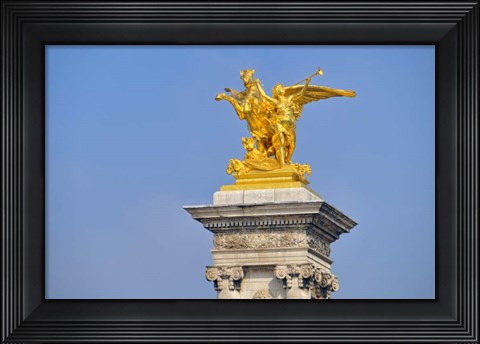 Framed Golden Fame Statue On Pont Alexandre III - I Print