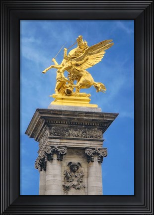 Framed Golden Fame Statue On Pont Alexandre III - II Print