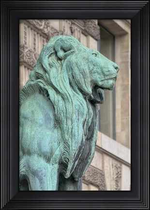 Framed Lion Statue Of The Lions Gate Of The Louvre Print