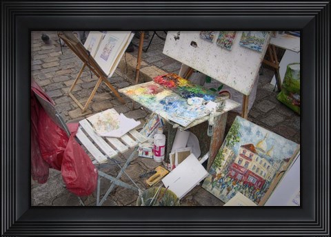 Framed Monmartre Artist Working On Place du Tertre III Print