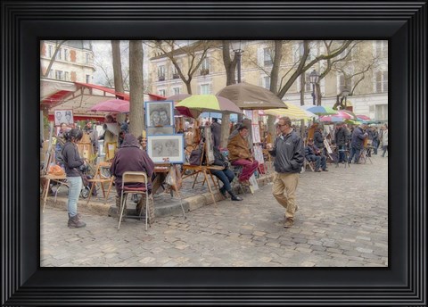 Framed Monmartre Artist Working On Place du Tertre IV Print