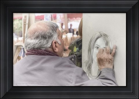 Framed Monmartre Artist Working On Place du Tertre V Print