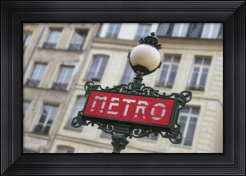 Framed Paris Metro Signpost Print
