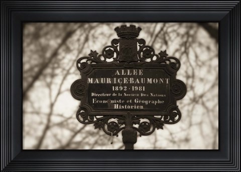 Framed Paris Street Name Sign Print