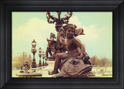 Framed Sculptures On Pont Alexandre III Print