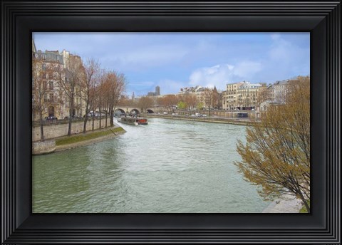 Framed Seine River In Paris Center Print