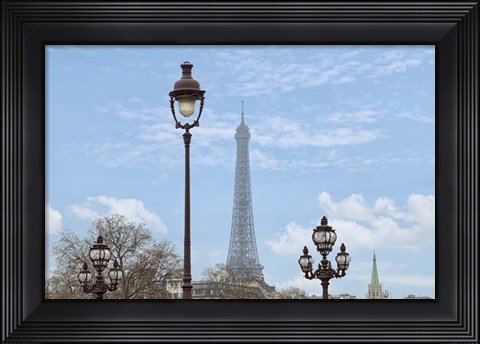 Framed Street Lamps And Eiffel Tower Print