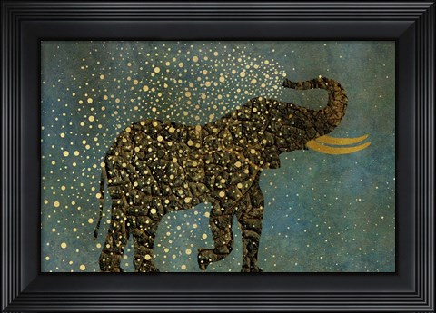 Framed Gold Spraying Elephant Print