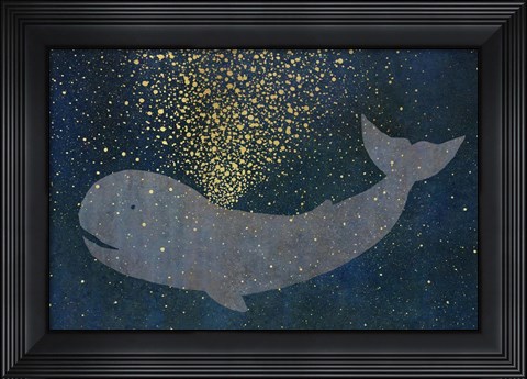 Framed Gold Spraying Whale Print