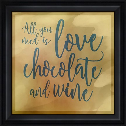Framed Love, Chocolate And Wine Print