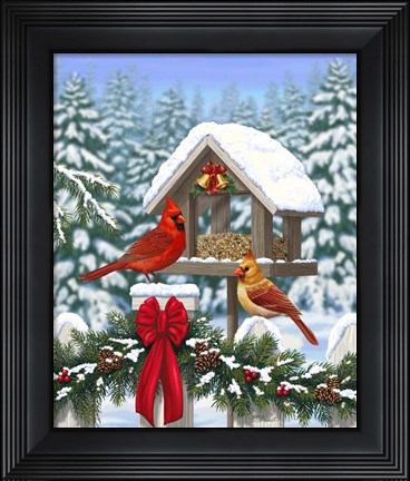 Framed Cardinals Christmas Feast Print