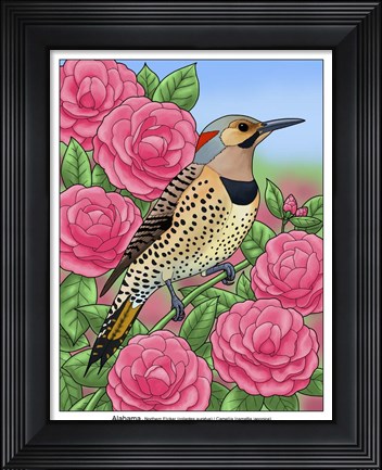 Framed State Birds And Flowers AL Print