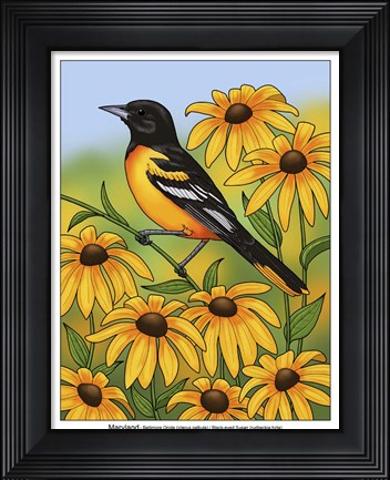 Framed State Birds And Flowers MD Print