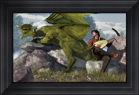 Framed Bard And Dragon Print