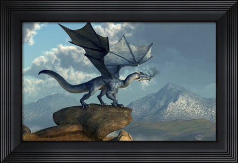 Framed Blue Dragon Print