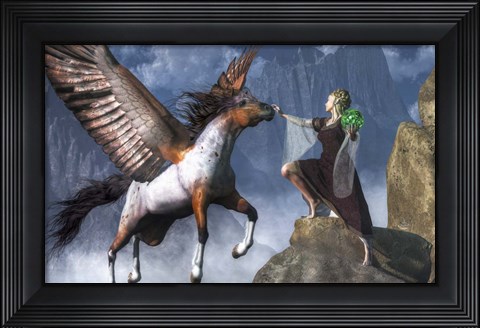 Framed Elf Summoning A Pegasus Print