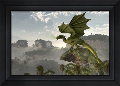 Framed Green Dragon Print