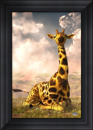 Framed Sitting Giraffe Print
