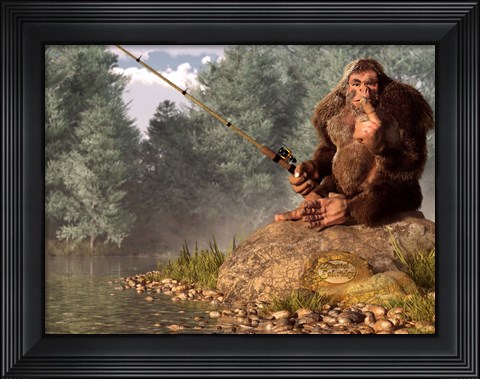 Framed Squatch Fishing Print