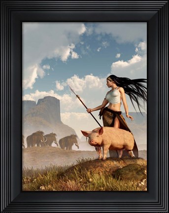 Framed Savage Hunting Pig Print
