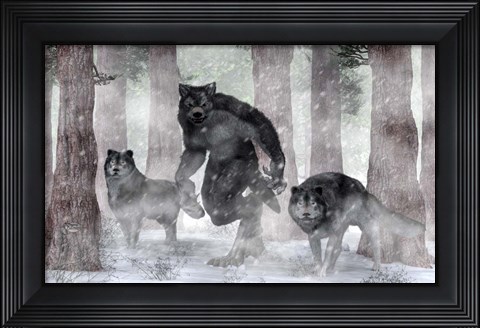 Framed Werewolf And Wolves Print