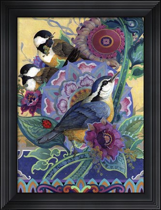 Framed Garden Bird Trio Print