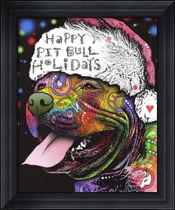 Framed Christmas Pitbull Print