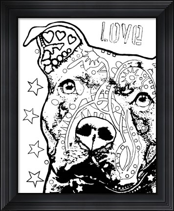 Framed Thoughtful Pitbull CB 1 Print