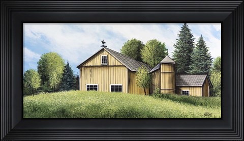 Framed Yellow Barn Summer Print