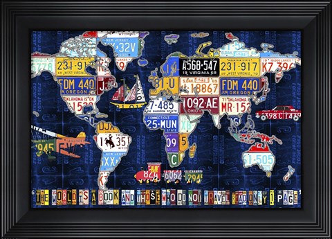 Framed World Map 2016 Augustine Print