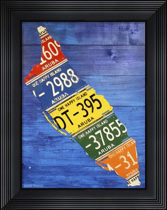 Framed Aruba License Plate Map Print
