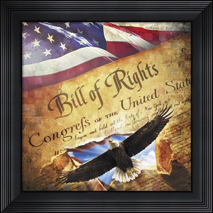 Framed Bill of Rights Eagle Bursting Out Print