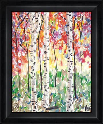 Framed Colorful Birch Forest Print
