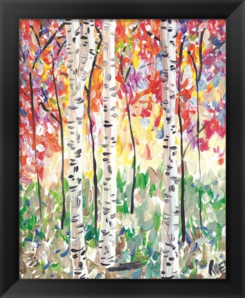 Framed Colorful Birch Forest Print