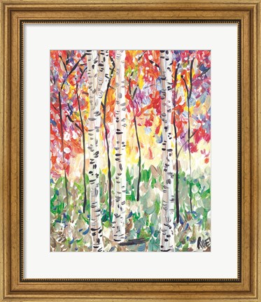 Framed Colorful Birch Forest Print
