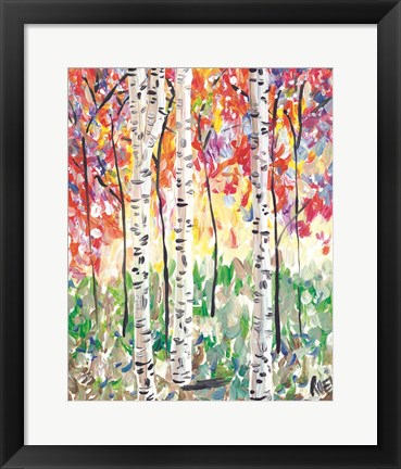 Framed Colorful Birch Forest Print