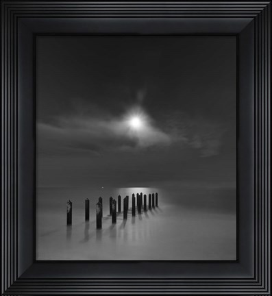 Framed Eighteen Pilings Beneath the Rising Moon Print