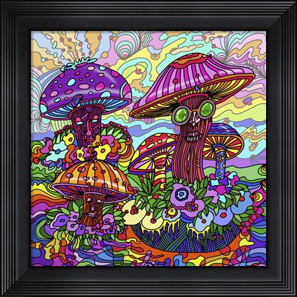 Framed Pop Art - Mushrooms Print