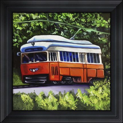 Framed Orange Trolley Print