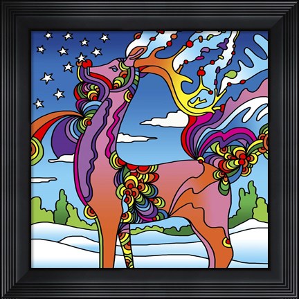 Framed Pop Art Reindeer Print