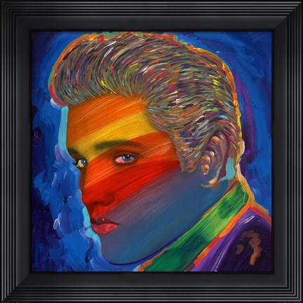 Framed Elvis Rainbow Print
