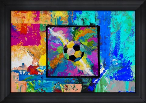 Framed Window into the Soccer Universe - Pink and Cyan Football Print
