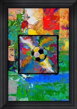 Framed Window into the Soccer Universe-  Red and Green Football Print