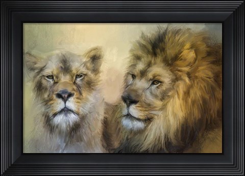 Framed Lion and His Lioness Print