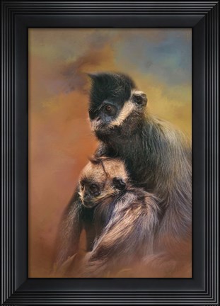 Framed Mom And Baby Francois Langur Print